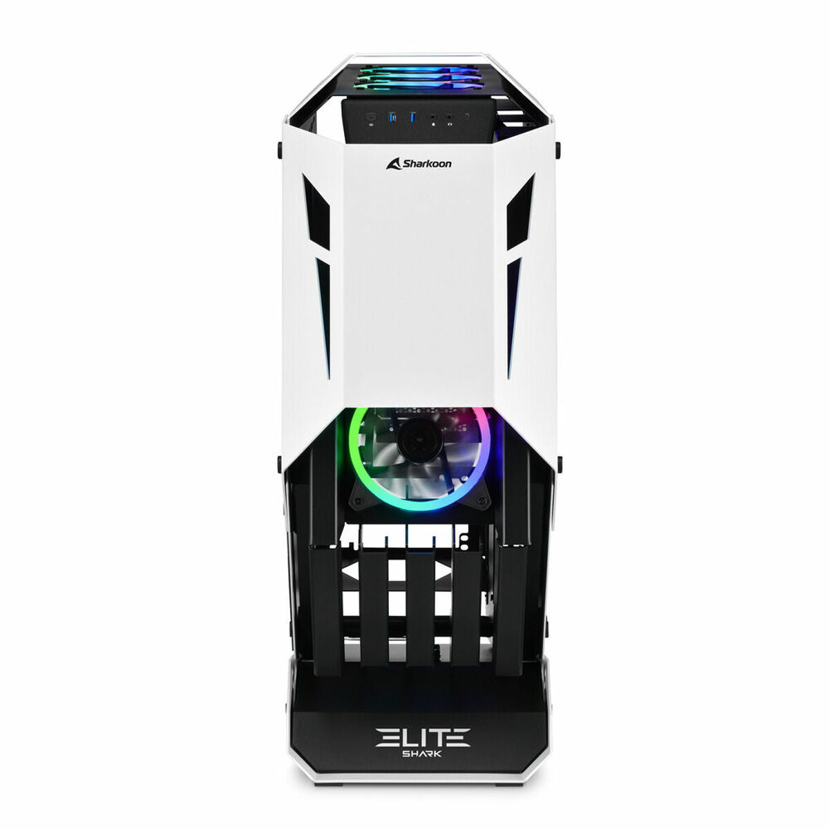 Caja Semitorre ATX Sharkoon ELITE SHARK CA700 LED RGB Negro/Blanco Blanco